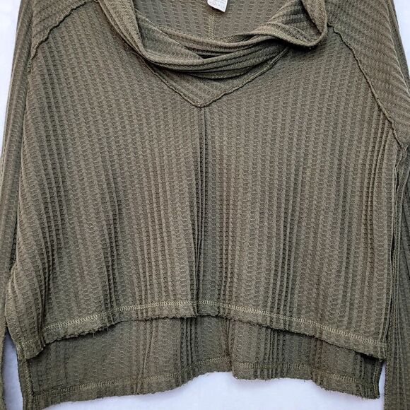 We The Free Wildcat Cowl Neck Waffle Knit Thermal Pullover Lightweight Sweater - Picture 3 of 6